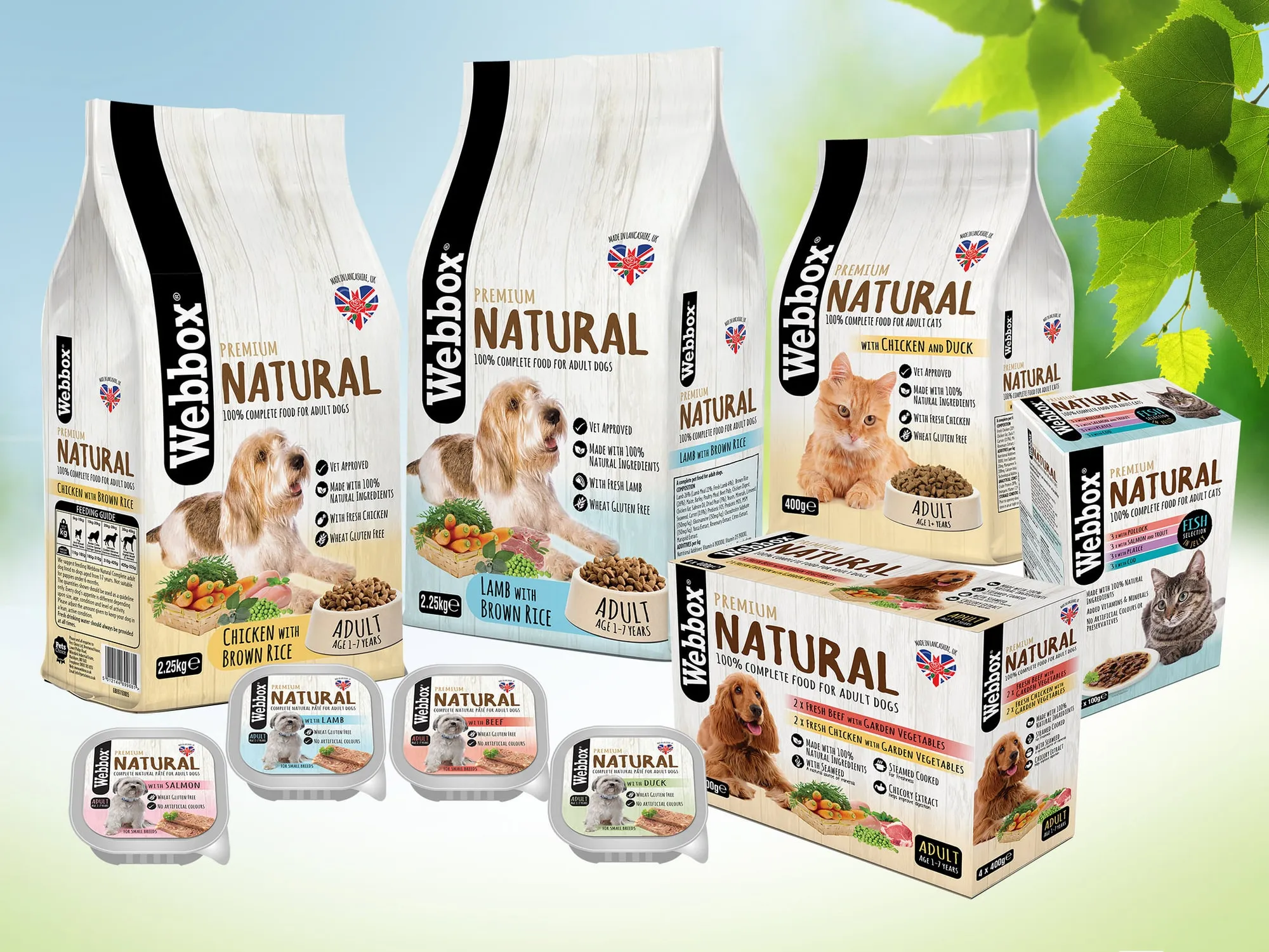 Webbox Natural dog and cat food bags, trays and boxes.