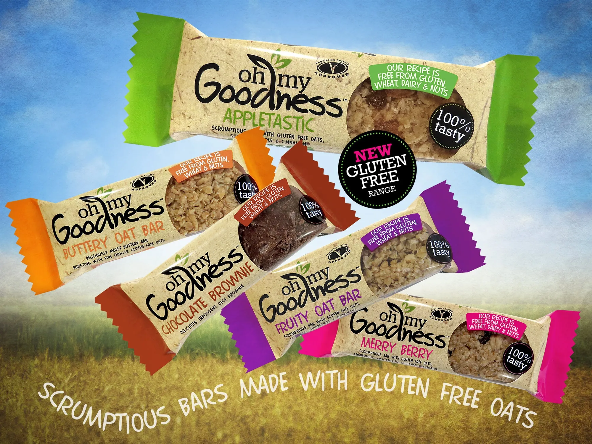 Oh My Goodness gluten free oat bars in several flavours.